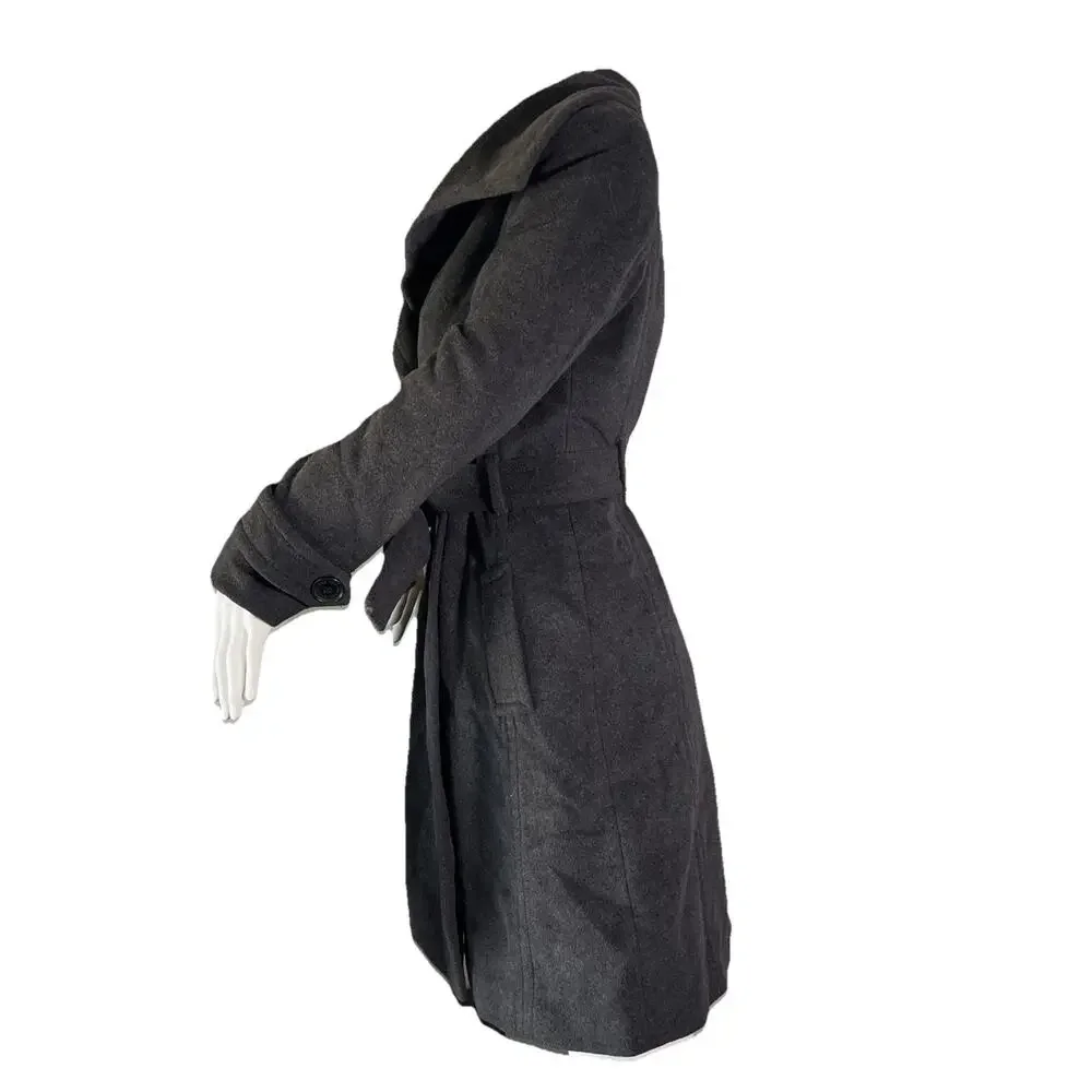 Andrew Marc New York Belted Brown Wool / Cashmere Coat with Large Lapel 4 - Picture 2 of 5